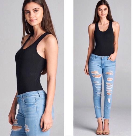 ONE SMALL LEFT 🌟Black racerback tank bodysuit - Picture 4 of 4